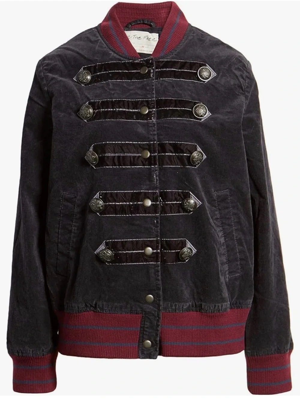 Free People Atlas Cord Bomber Jacket Navy Small NWT